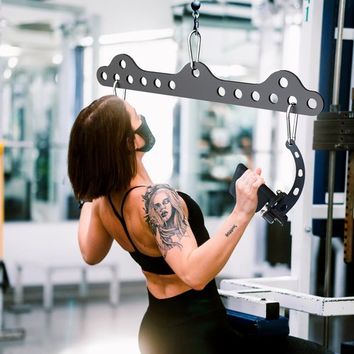 veimia LAT Pulldown Attachments, Double to Single D Handle Adaptor Plate for Neutral Grip LAT Pull Down Bar, Exercise Machine Attachments for Cable Crossover Machine for Squat Rack Home Gym