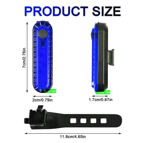 2 Pack USB Rechargeable LED Bike Tail Light Bicycle Rear Cycling Night Essential Reflector Seat Back Safety Lamp 4 Modes Waterproof Bright Warning Flash MTB Light for Men Women Kids (Blue)