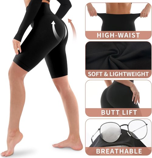 Laite Hebe Biker Shorts for Women - High Waisted Tummy Control | 3 Pack for Workout & Yoga