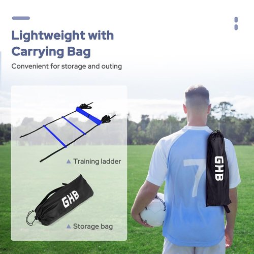 GHB Agility Ladder 1 Pack and Disc Cones 50 Pack 2 Carrying Bag