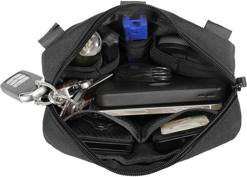MOLLE Tactical Admin Pouch - Laser Cut Utility Bag with US Flag Patch & Keychain for Gear Organization
