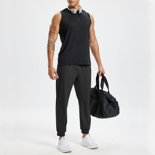 Rane Sports Mens Athletic Pants with Zipper Pockets Running Joggers Workout Sweatpants Gym Athletic Casual Black