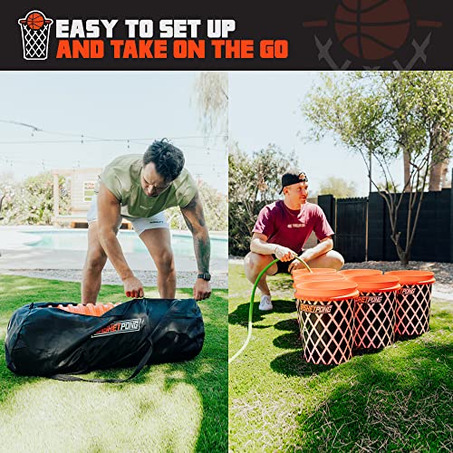 Giant Yard BasketPong Outdoor Game Set with 12 Buckets, 2 Balls & Carrying Bag