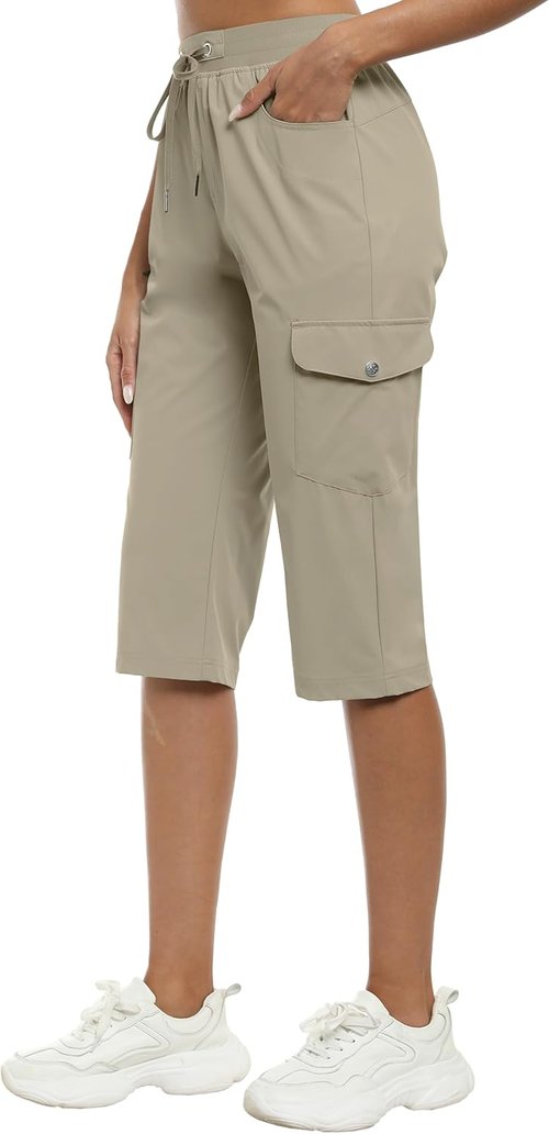 MoFiz Capri Pants for Women - Lightweight Ice Cool Casual Capris with Zipper Pockets | Perfect for Summer Trips