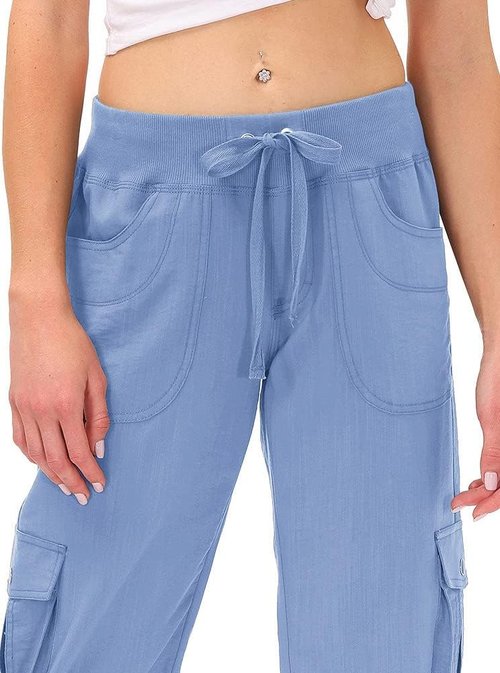 MoFiz Women's Capris - Lightweight Casual Pants with Pockets | Comfortable Baggy Cargo for Hiking