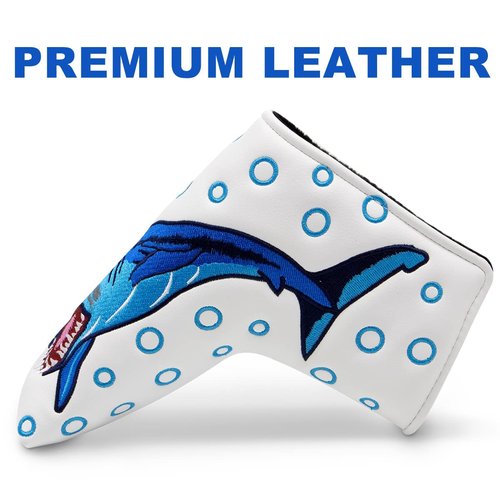 Shark Golf Blade Putter Club Head Cover Headcover Magnetic for Golf Clubs fits Blade Style Putters - Synthetic Leather Putter Cover for Scotty Cameron Select Newport Series Putters