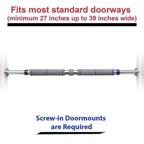 GF Garren Fitness Maximiza Pull Up Bar for Doorway - 27 to 39 Inches Adjustable Width Pullup Bar/Chin up Bar with 3 Sets of Screw-in Heavy-Duty Door-Mounts