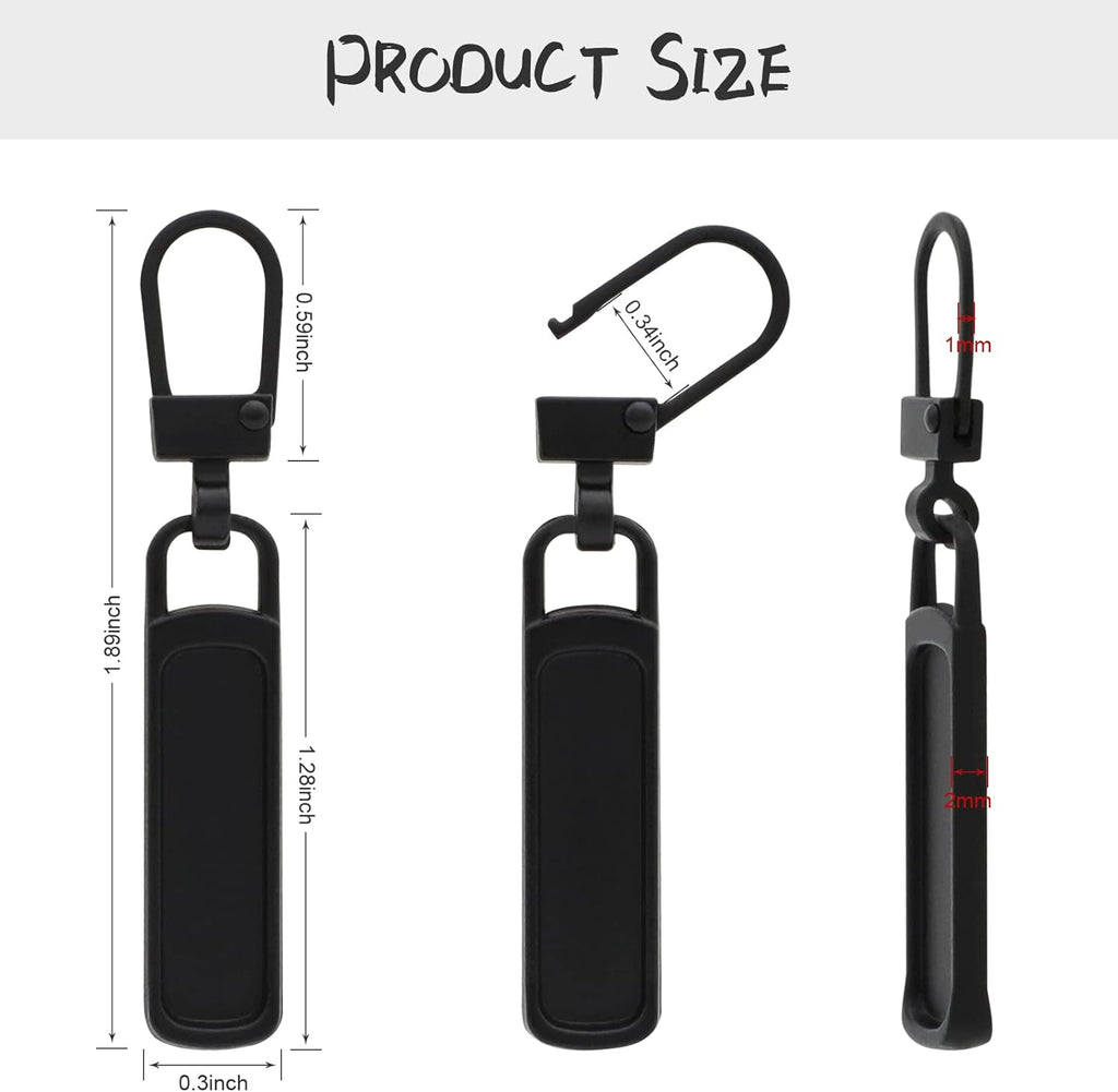 Skiennix Zipper Pull Replacement - 10 Detachable Sliders for Luggage, Jackets & More | Silver, Black, Gold, Gun Black