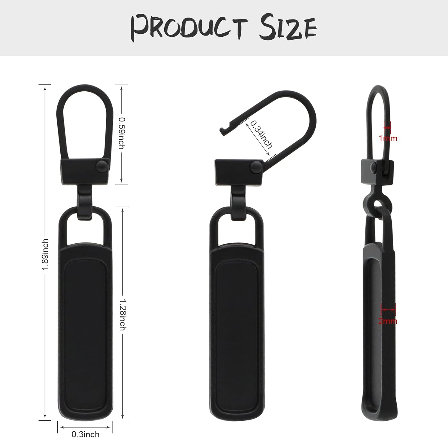 Skiennix Zipper Pull Replacement - 10 Detachable Sliders for Luggage, Jackets & More | Silver, Black, Gold, Gun Black