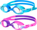 Starweh Kids Swim Goggles - Anti-Fog, No Leak Design for Ages 6-14 | Soft Silicone, Wide View - Blue, Purple & Pink (2 Pack)