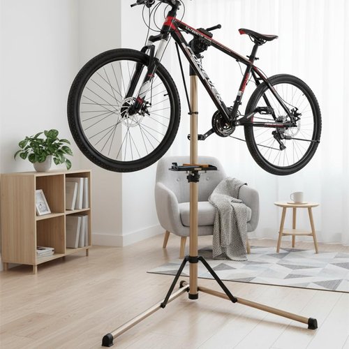 teraysun Bike Repair Stand, Foldable Aluminum Alloy Bicycle Workstand for Road and Mountain Bikes with Height Adjustable Feature