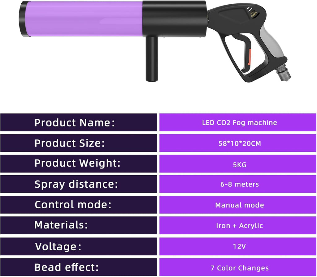 Skiennix Handheld CO2 Jet Blaster - RGB LED Smoke Machine for Events & Parties | 1 Pack