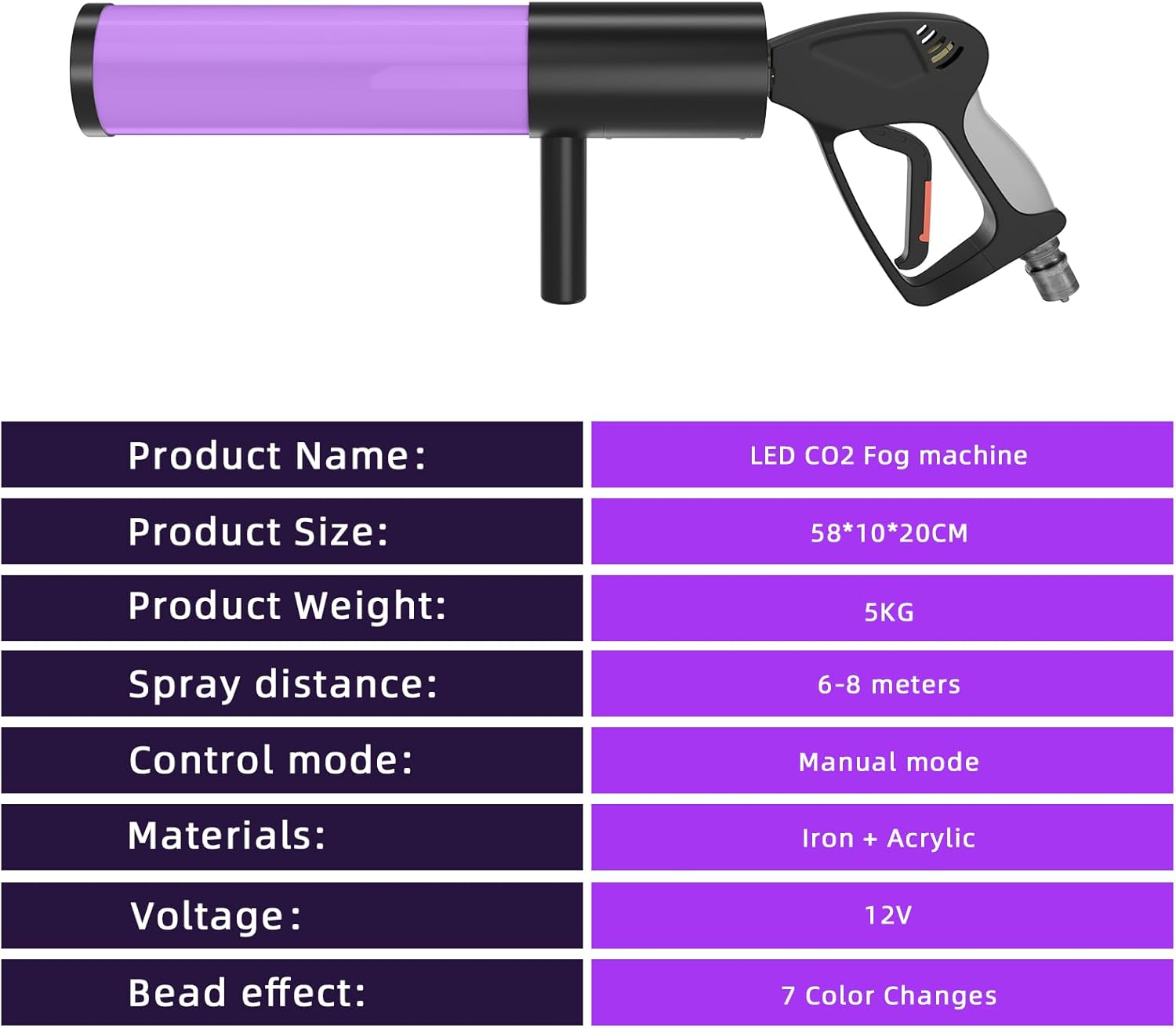 Skiennix Handheld CO2 Jet Blaster - RGB LED Smoke Machine for Events & Parties | 1 Pack