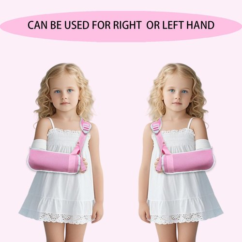 Adjustable Children's Arm Sling - Breathable Mesh Shoulder Stabilizer for Wrist/Elbow/Shoulder Injuries. This elbow support sling provides support for the wrist, elbow, and shoulder and is suitable for both the left and right arms (Pink, Small)
