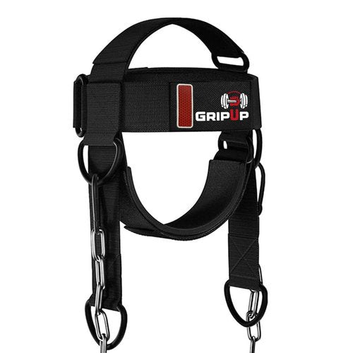 GripUp Neck Harness for Strength Training – Heavy Duty Adjustable Head Strap with Chain & D-Ring – Neck Exerciser for Athletes, Wrestlers, MMA, Boxing & Fitness