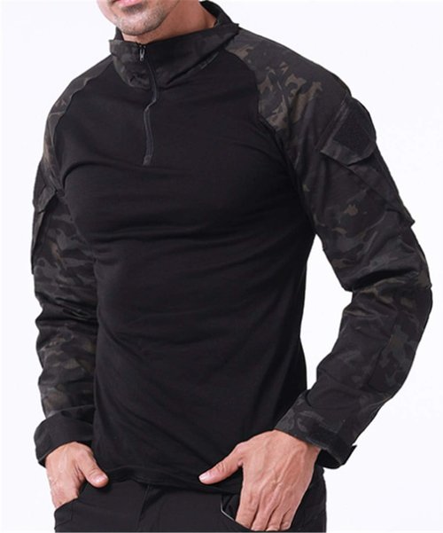 HARGLESMAN Men's Tactical Military Uniform | Long Sleeve Combat Shirt & Pants with Knee Pads