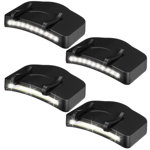 Mudder 4 Pcs Hat Light Clip 11 LED Light and Cob Cap Lights Clip on Hat Powered Headlamp Battery Cap Brim Lamp Black Waterproof Ultra Bright Headgear Flashlight for Hunting Camping Fishing Hiking