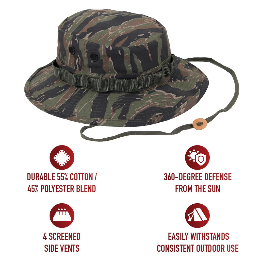 Rothco Boonie Hat - Ultimate Sun Defense for Outdoor Adventures – Tiger Stripe Camo – 7 3/4