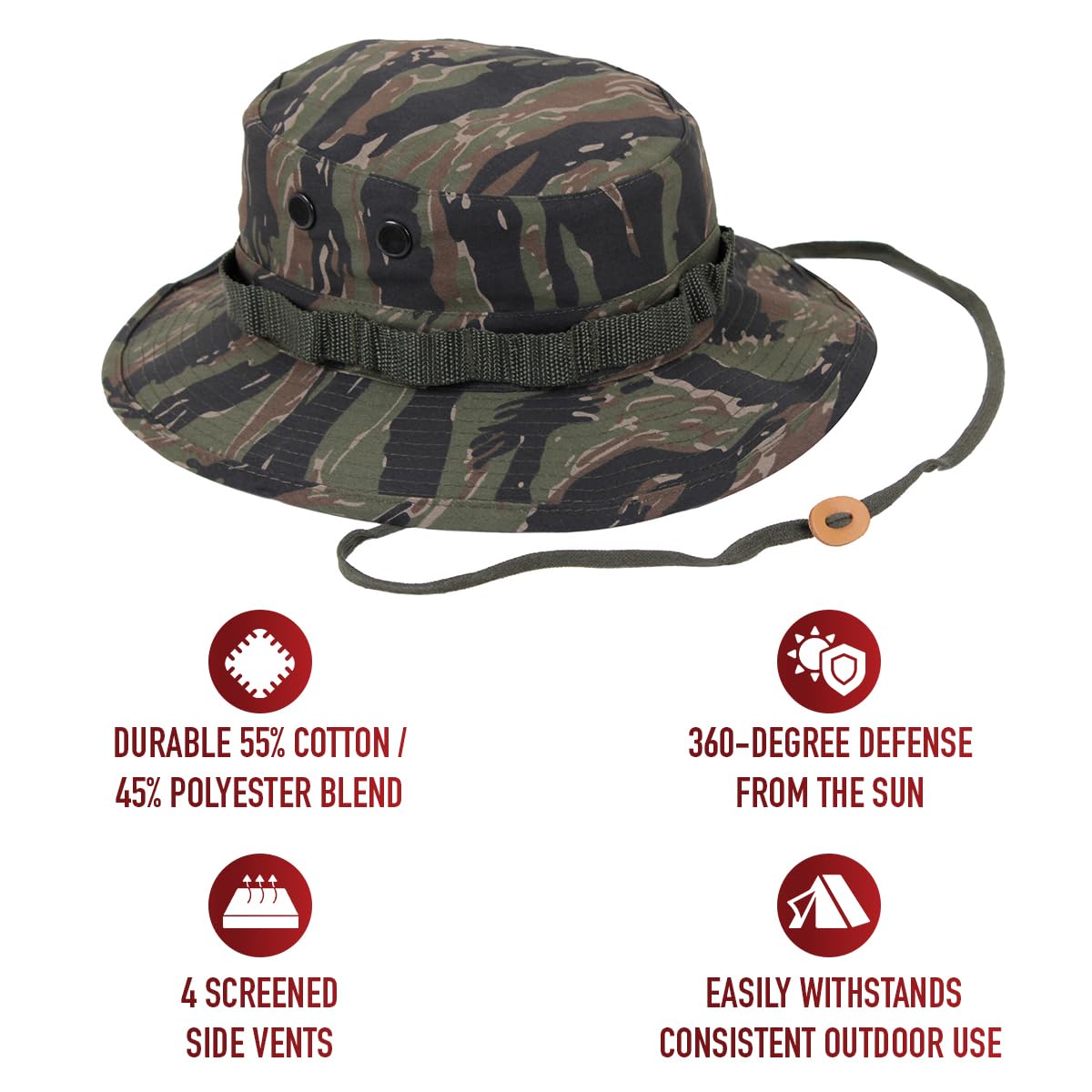 Rothco Boonie Hat - Ultimate Sun Defense for Outdoor Adventures – Tiger Stripe Camo – 7 3/4