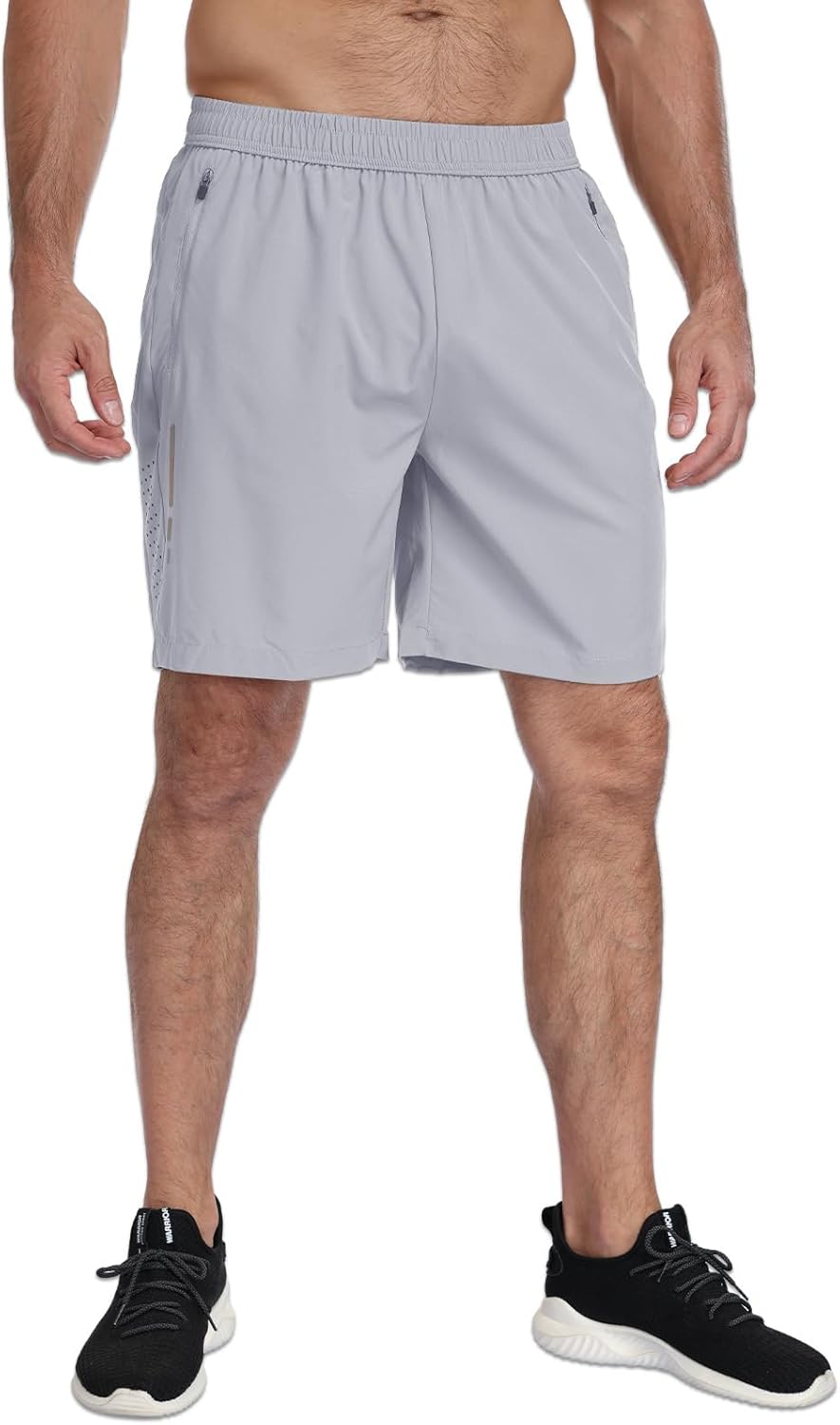 Skiennix Men's Athletic Gym Shorts - Lightweight Quick-Dry Workout Shorts with 3 Zipper Pockets | 7" Length