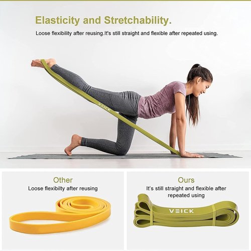 VEICK Resistance Exercise Band Set Workout Tension Bands Fitness Bands Body Stretch Bands for Pull Up Assist Training Strength Weighted Gyms, Green