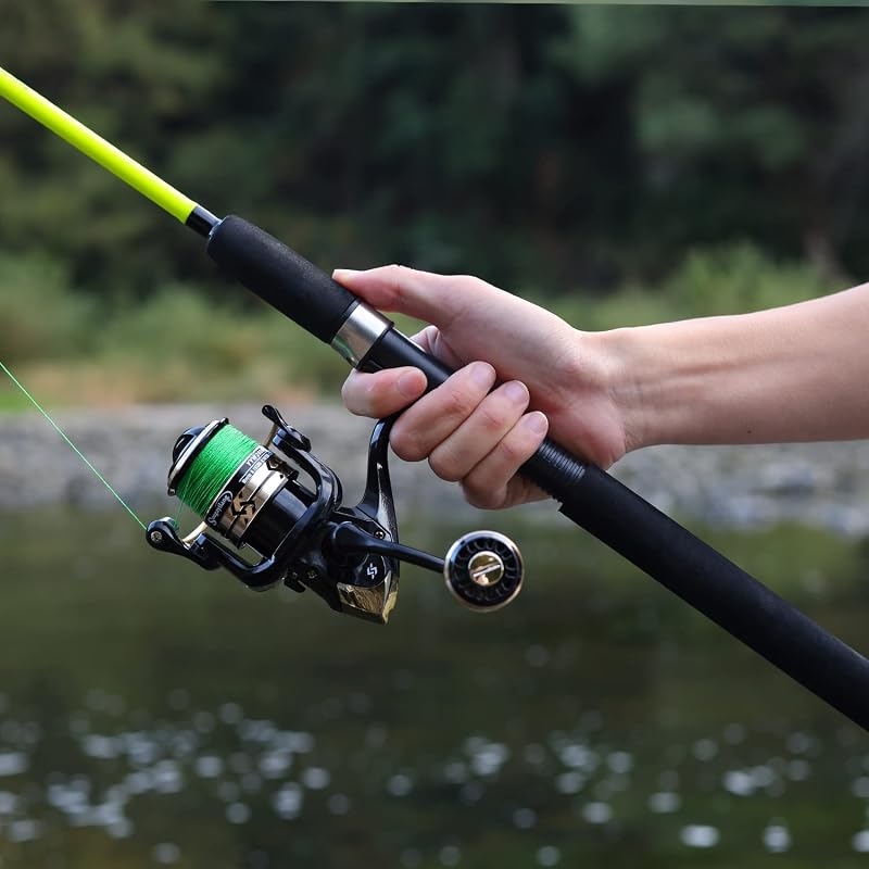 Catfish Fishing Rod and Reel Combo, 2-Piece Spinning Combo, Graphite & Glass Blanks, Yellow 6.9ft MH 3000 Reel