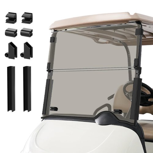 DRIVE UP Golf Cart Windshield, EZGO Golf Cart Windshield Fits for RXV 2008-Up Gas and Electric Golf Carts, Tinted Upgraded Windshield Foldable Impact Resistant and Anti-UV Protection