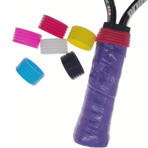 Essivox 5Pcs Tennis Racket Handle Rubber Ring Grip Band, Black, Stretchy Overgrip Racquet Accessory