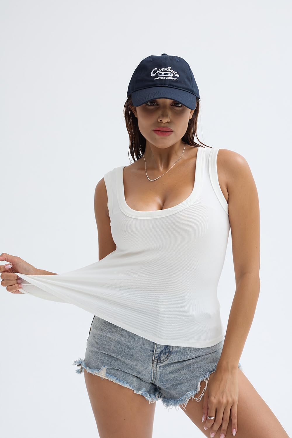 SVALIY Women's Fitted Ribbed Tank Top - Square Neck Sleeveless Shirt for Summer Wear