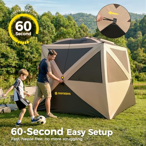Raynesys 4 Person Waterproof Pop-Up Camping Tent with Quick Setup