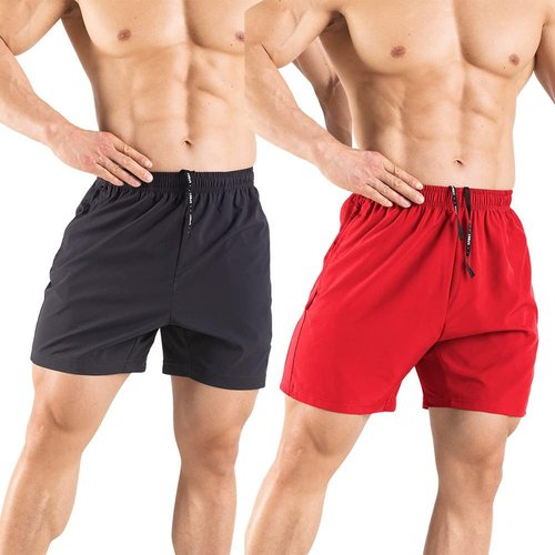 Gaglg Men's Running Shorts - Quick Dry Athletic Gym Shorts with Zipper Pockets | 5-Inch 2-Pack