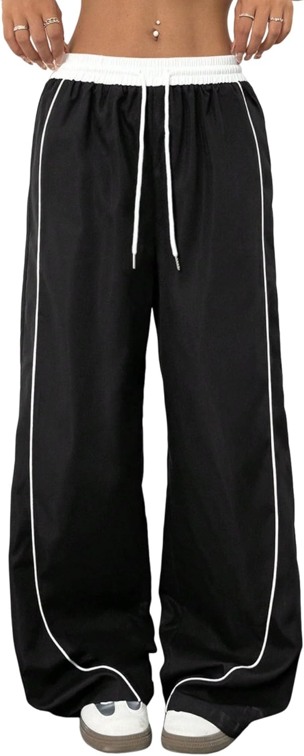 ZAFUL Women's Y2K Wide Leg Cargo Sweatpants - Comfortable Drawstring Joggers with Pockets
