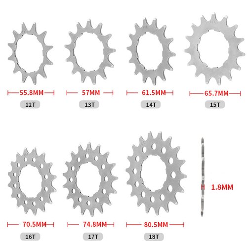 Yundxi Single-Speed Bike Freewheel 12T/13T/14T/15T/16T/17T/18T Bicycle Flywheel High Strength Stainless Steel Bicycle Sprocket for Mountain Bike MTB (Silver 13T)