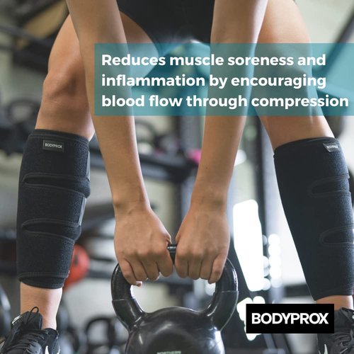 Bodyprox Calf Support Brace - Adjustable Compression Wrap for Shin Splints | 2 Pack