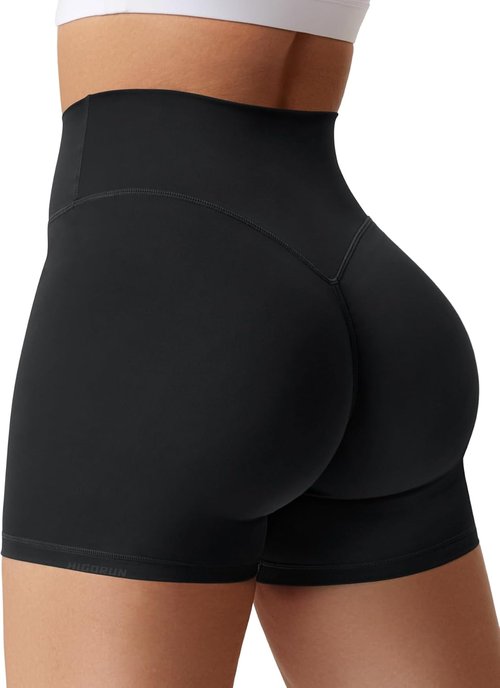 HIGORUN Women's Gym Workout Shorts - High Waisted Tummy Control Biker Shorts for Yoga & Running