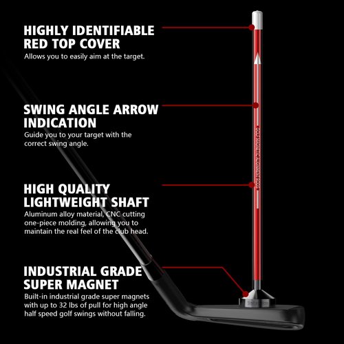 SisterAling Golf Magnetic Alignment Rods,Golf Club Alignment Sticks,Magnetic Swing Training Aid Accessories Visualize Calibrate Golf Shots,hit The Target with The Right Golf Swing,Golf Gift (red)