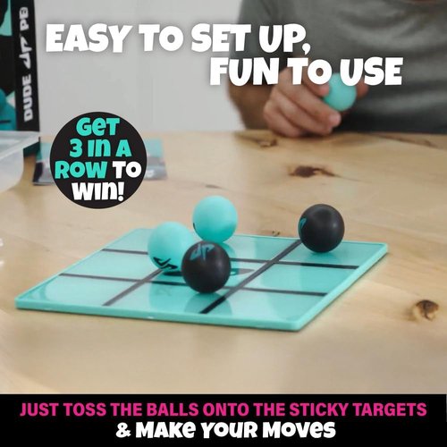 Dude Perfect Sticky Tic Tac Toe Game - Fun Tabletop Activity for Kids | Perfect for Family Nights & Parties, Ages 4+