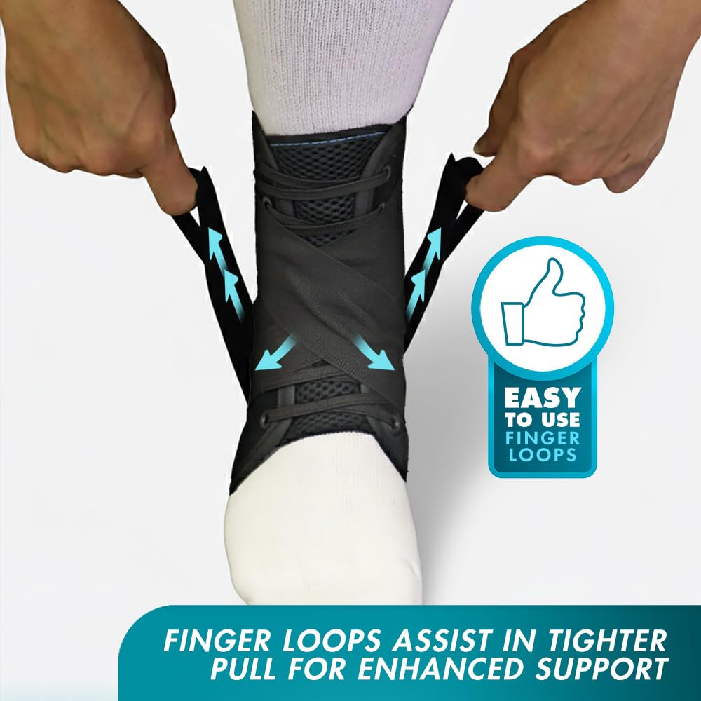 Med Spec ASO Ankle Stabilizer (X-Small, Black) – Lace Up Ankle Brace for Ankle Sprain and Instability, Orthopedic Ankle Support for Men, Women, Adults, Teens and Kids, Sports Injury Recovery, 264011