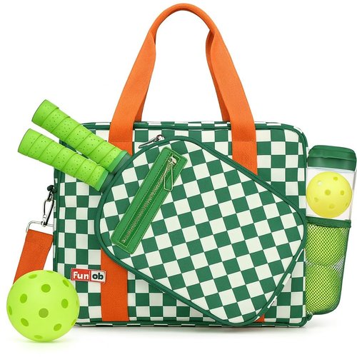 Funlob Pickleball Bag for Women & Men 3-in-1 Neoprene Pickleball Bag Pickelball gift for Women with Paddle Cover, Pockets & Fence Hooks, Water-Resistant Neoprene Crossbody Bag Tote bags for Women