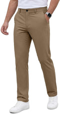 Lion Nardo Men's Slim Fit Dress Pants - Lightweight Golf & Business Casual with Hidden Elastic Waist