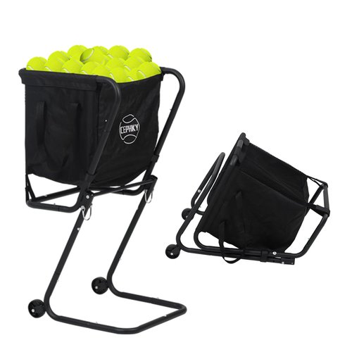 CEPHKY Portable Tennis Ball Hopper with Wheels, Foldable Ball Caddy Holder for Baseball, Pickleball, Softball and Tennis Balls, Large Capacity Basket for Easy Storage & Transport, Holds 100-150 Balls