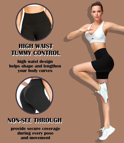 FULLSOFT High Waisted Biker Shorts for Women - Tummy Control Athletic Yoga & Gym Wear