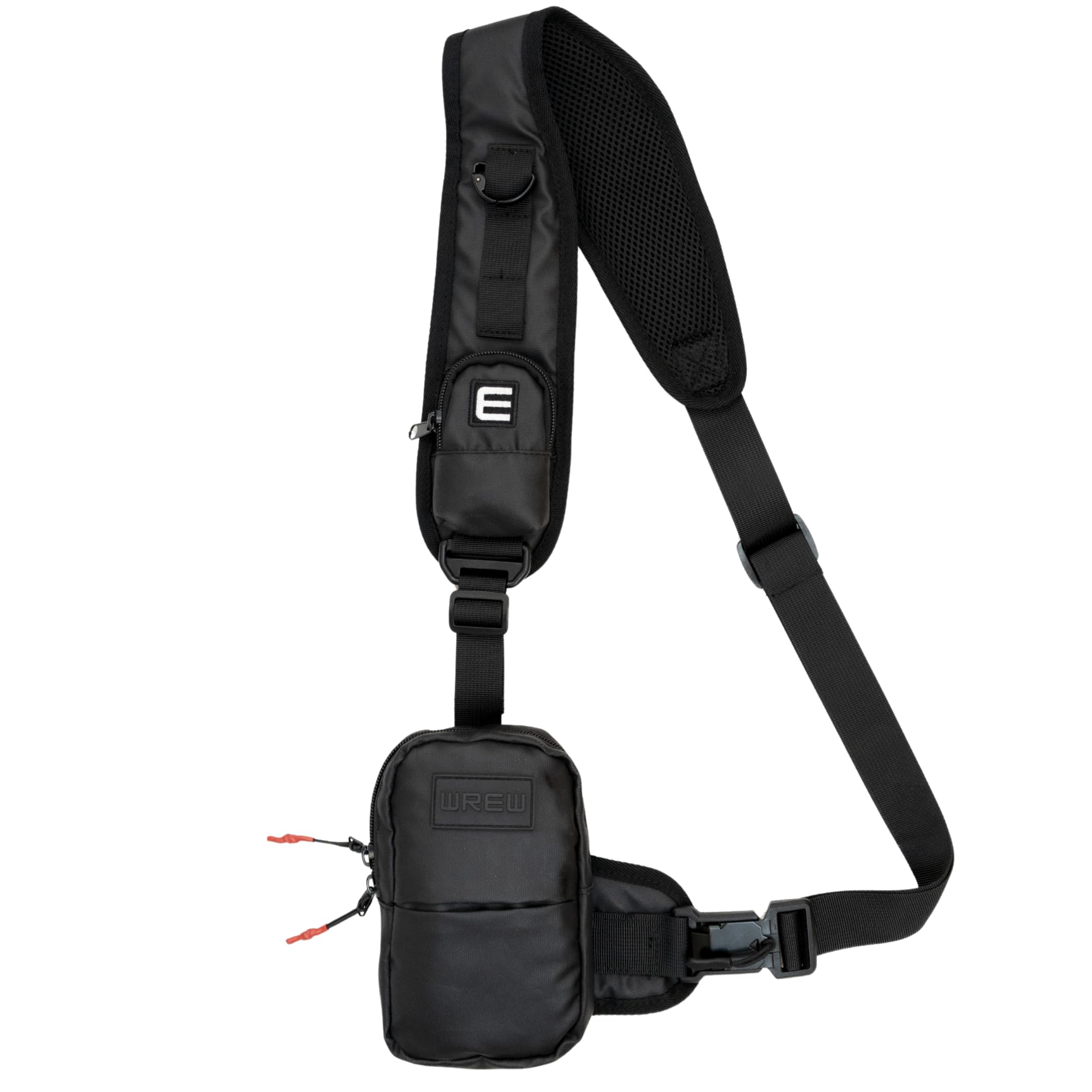 WREW Small Sling Bag for Men-Cross body bag with Shoulder Straps,Mini Sling Crossbody bag for Women-Travel Backpack for Hiking,Daypack Multipurpose Over the Shoulder Chest Bags with Keyholder(Black)