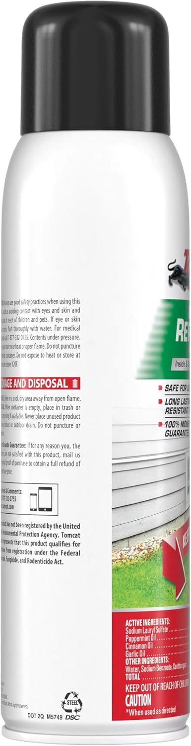 Tomcat Rodent Repellent Spray - No-Stink Indoor & Outdoor Mouse & Rat Deterrent | 14 oz Cinnamon, Peppermint & Garlic Formula