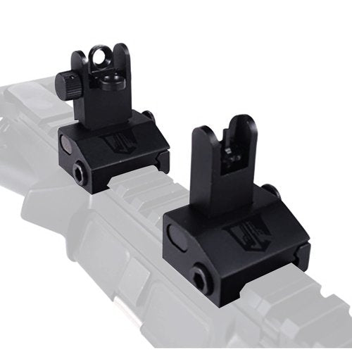 Ozark Armament Flip Up Battle Sights and Front Sight Adjustment Tool Bundle - Heavy Duty Battle Sights with All Metal Construction