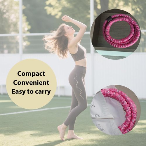 3.3lb Weighted Fitness Hoop with Free Waist Belt | Foldable Adjustable 38-43" Exercise Ring for Adults | Gentle on Skin, Portable Core Workout for Home Gym