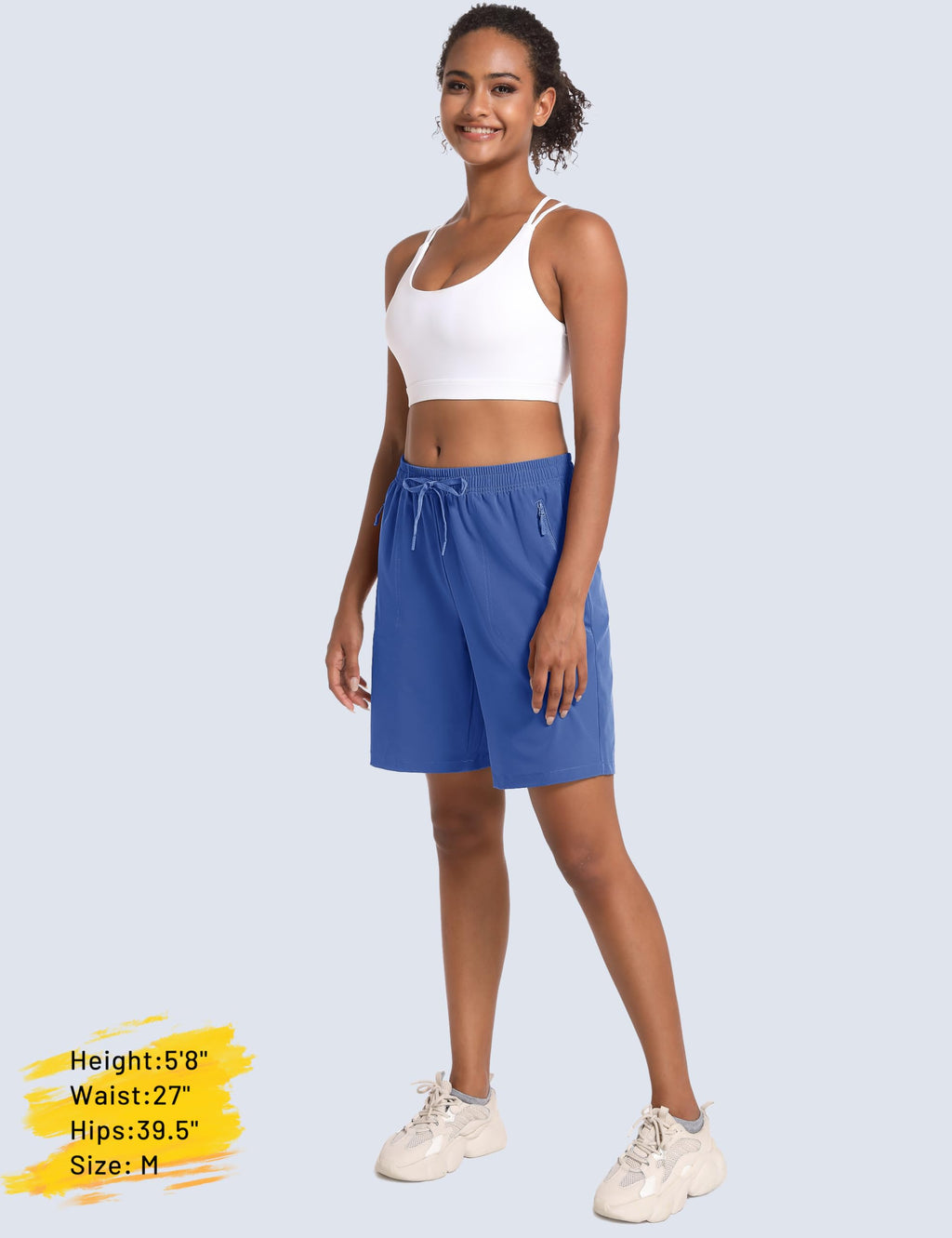 MAGCOMSEN Golf Shorts for Women 8" Hiking Shorts Lightweight Quick Dry Water Resistant Shorts Blue Grey XL
