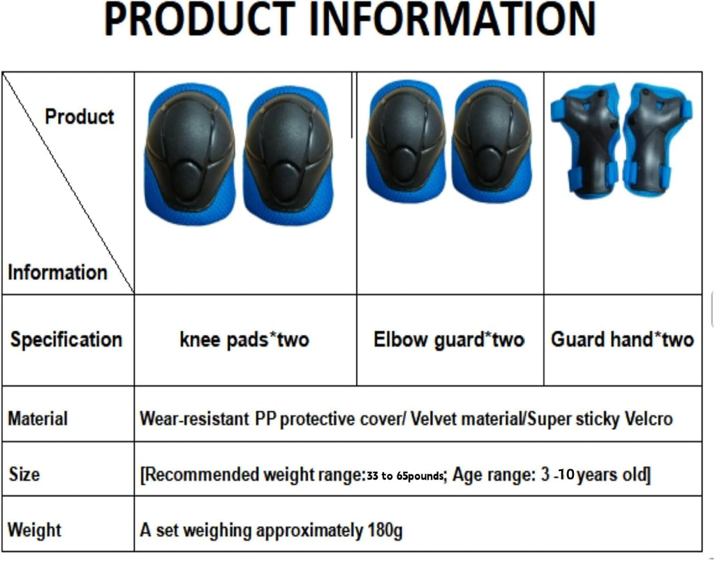 SHENMOREN Kids Protective Gear Set - Knee Pads, Elbow Pads & Wrist Guards for Ages 3-10 | Ideal for Skating, Cycling & Rollerblading