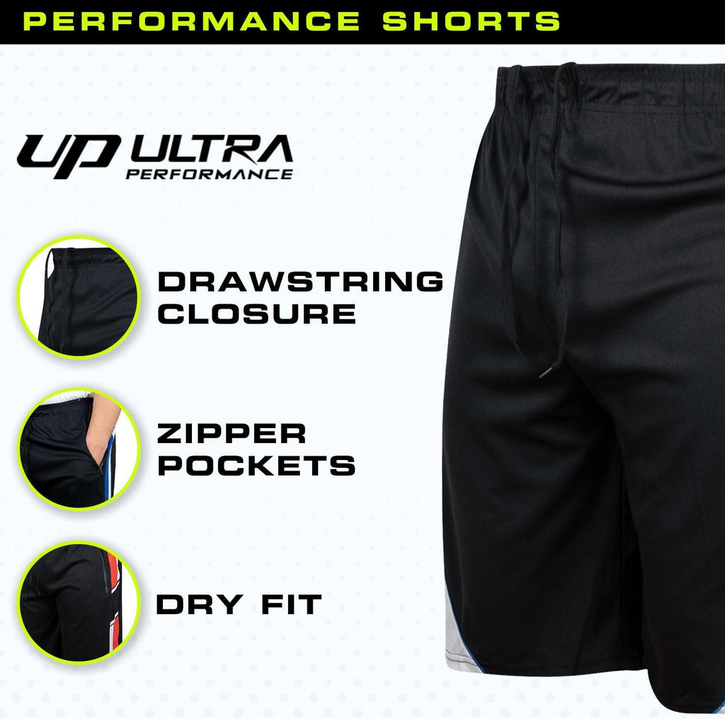 Ultra Performance Men's Athletic Running Shorts - 5 Pack Loose Fit Gym Shorts with Zippered Pockets