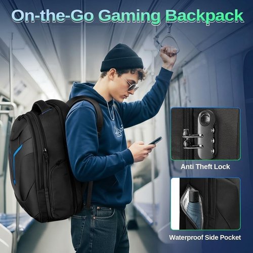 MATEIN 18-Inch Gaming Backpack - Waterproof Travel Bag with Anti-Theft Design & Tech Organizer